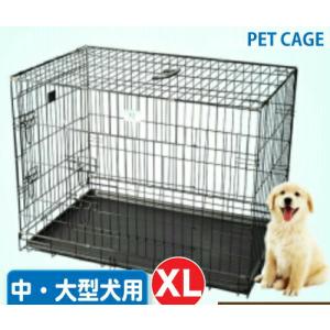 スチール製 折り畳み ペットゲージ 犬 ケージ 両開きドア 排泄トレー