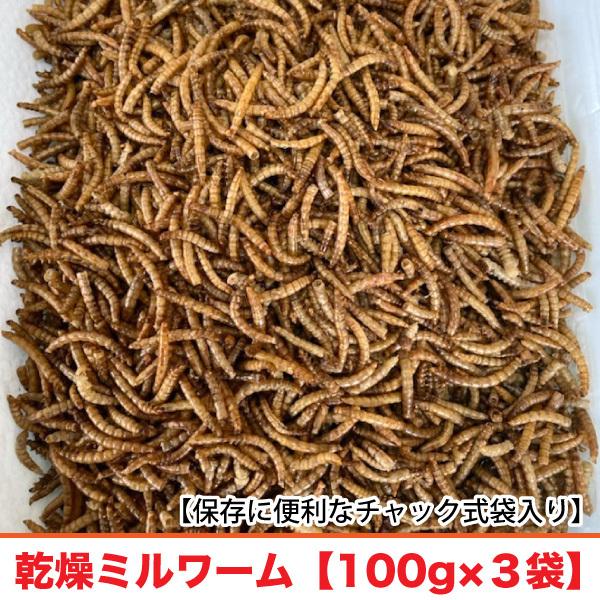 乾燥ミルワーム　【100g×3袋】　嗜好性の高い高たんぱくフード　ハムスター フクロモモンガ ハリネ...