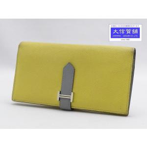 HERMES（エルメス） 二つ折り 長財布 札入れ エブリン ブルー N刻印 