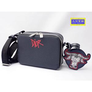 DIOR x SHAWN STUSSY ディオール x ステューシー コラボ ショルダーバッグ ネイビー 中古A- 【送料無料】 A-8588