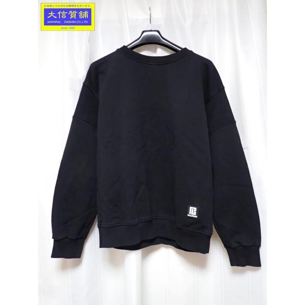 BALMAIN バルマン クルーネック コットン スウェットシャツ メンズS ブラック JS047B...