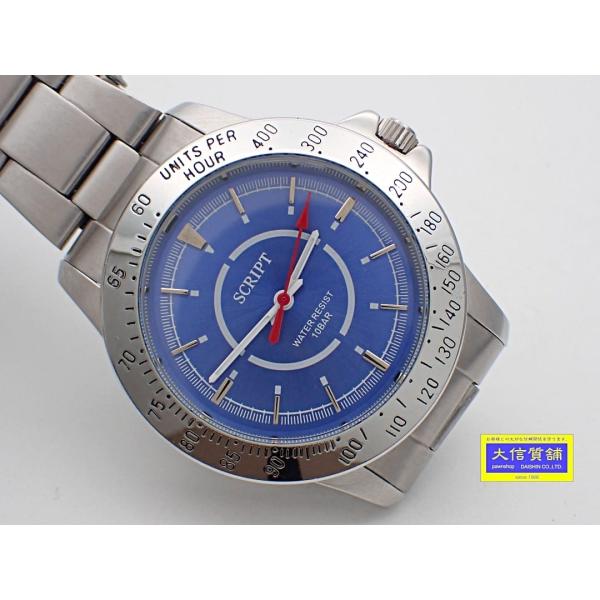 SCRIPT J-AXIS スクリプト ジェイアクシス メンズ クォーツ SS ブルーダイヤル 中古...