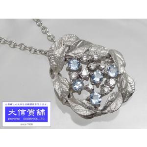 K18WG ホワイトゴールド アクアマリン ペンダント ネックレス AQ0.32ct D0.20ct 7.4g 中古A C-6866 【送料無料】｜daishin78