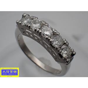 PT900 ダイヤモンド 6個付プラチナリング 13号 Pt900 プラチナダイヤリング 1.002ct 0.57ct 13号 6.24g 中古A+ 【送料