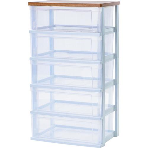 アイリスオーヤマ IRIS ウッドトップチェスト フレンチオーク／クリア NSW-545WT [15...