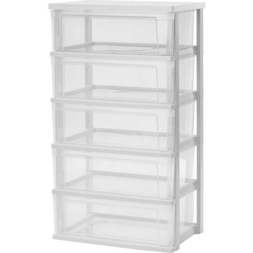 アイリスオーヤマ IRIS ウッドトップチェスト ホワイト／クリア NSW-545WT [155-4...