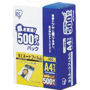 アイリスオーヤマ IRIS ラミネートフィルム100ミクロン（A4サイズ） LZ-A4500 [F010220]｜daishinshop
