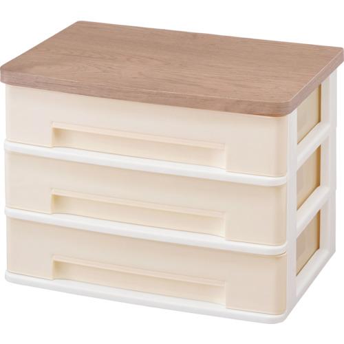 アイリスオーヤマ IRIS ウッドトップデスクチェスト（ワイドタイプ） アッシュブラウン／アイボリー...