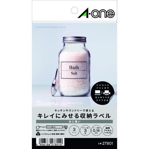 スリーエム 3M エーワン キレイにみせる収納ラベル インクジェット 透明フィルム 透明 A6 ノー...