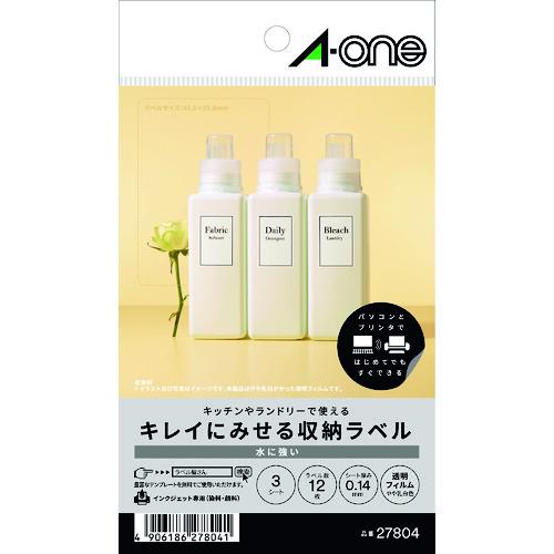 スリーエム 3M エーワン キレイにみせる収納ラベル インクジェット 透明フィルム 透明 A6 4面...