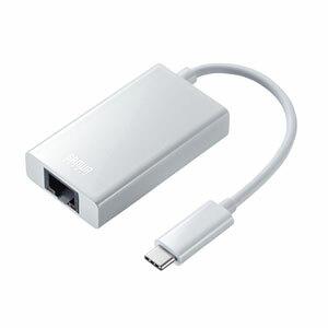 サンワサプライ 【代引不可】 USB3.2 TypeC-LAN変換アダプタ(USBハブポート付・ホワ...