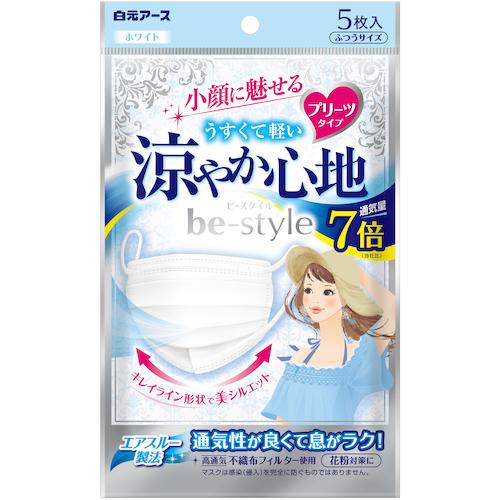 白元 【80個販売】白元 ビースタイルプリーツタイプ涼やか心地ホワイト5枚 58242-0 [540...
