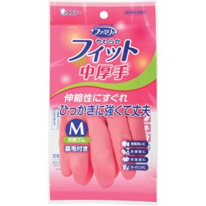 エステー化学 ファミリー やわらかフィット 天然ゴム 中厚手 M ピンク ST74322 [69-743223]