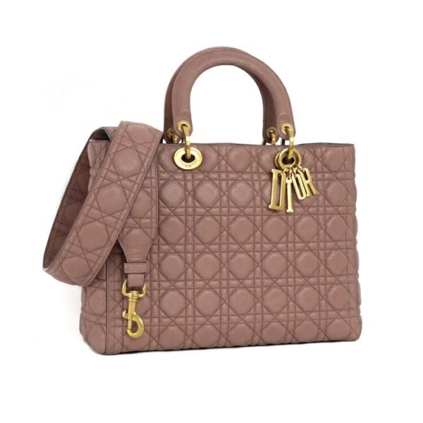 【美品】Christian Dior レディディオール カナージュ ラージ ハンドバッグ ショルダー...