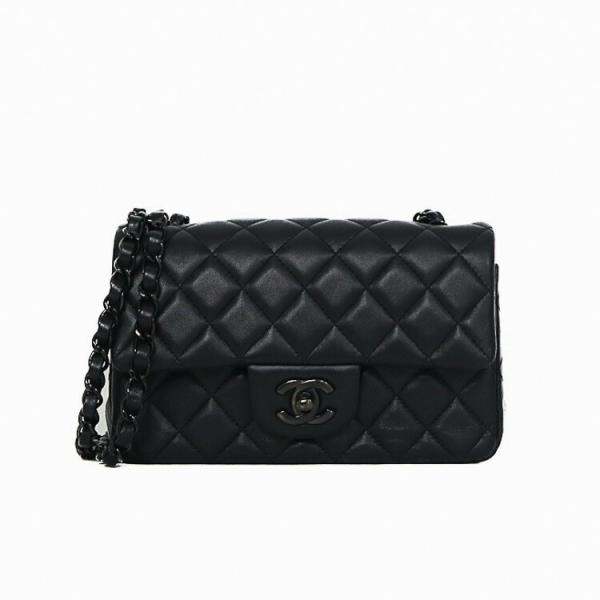 CHANEL ミニ マトラッセ 20 チェーンショルダーバッグ ソーブラック ラムスキン A6990...