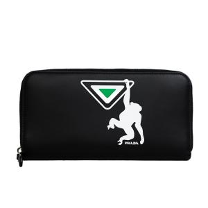 【極美品】PRADA 長財布 ラウンドファスナー モンキー 猿 1ML506 レザー ブラック 財布 ブランド小物 プラダ 6463933m【中古】