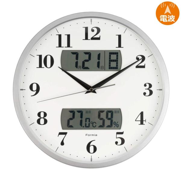 Formia(フォルミア) 電波掛時計 HWC-001RCSV シルバー　アナログ 電波 カレンダー...