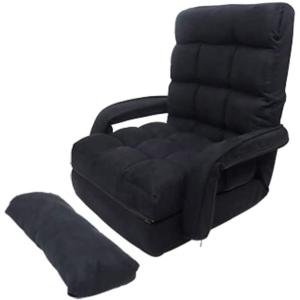 リクライニングチェア QX-0331-BK ブラック 折りたたみ 収納可能 ベッド 座椅子の商品画像