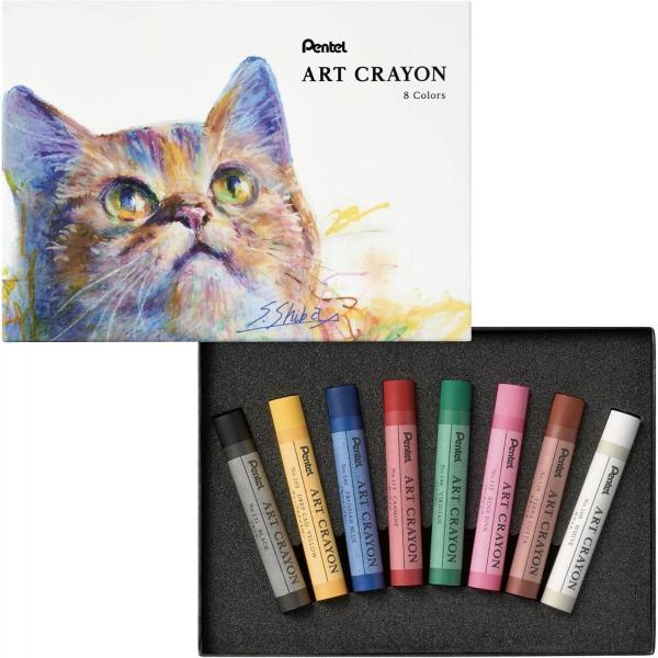 〒【在庫有】ぺんてる ART CRAYON(アートクレヨン) 8色セット PTAC-8　もう一度、描...