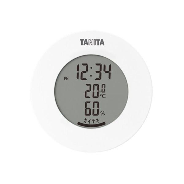 タニタ TANITA デジタル温湿度計 TT-585 ホワイト 置き掛け兼用 時計表示 温度表示 湿...