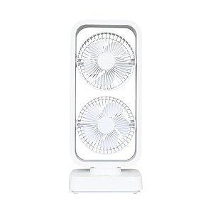 【在庫有・即納】 トップランド 卓上扇風機 どこでもFAN コードレス対応 DCモーター搭載 ダブルファン 3電源対応  SF-DFW10WT