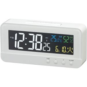 MAG 置き時計 ホワイト 電波 デジタル カラーハーブ 温度 湿度 日付 曜日表示 T-684WH AC電源 置時計 電波時計 マグ｜ダイユーエイト.com ヤフー店
