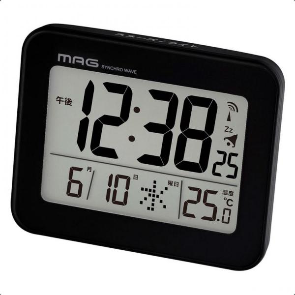 MAG マグ 電波目覚まし時計 ファルマン BK T-776BK-Z コンパクト 電波時計 電子音ア...