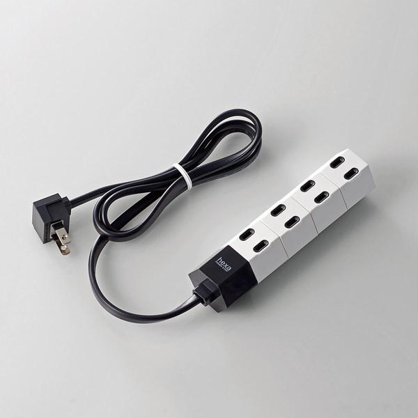 エレコム 回転タップ hexa (ヘクサ) T-HX7-2410WH　2ピン・4個口 コード長1.0...