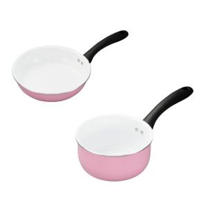 【在庫限り・即納】京セラ セラブリッド フライパン21cm、片手なべ16cm(フタなし) 2点セット CF-G2116B-WPKN　ガス火専用  遠赤外線効果 セラミック