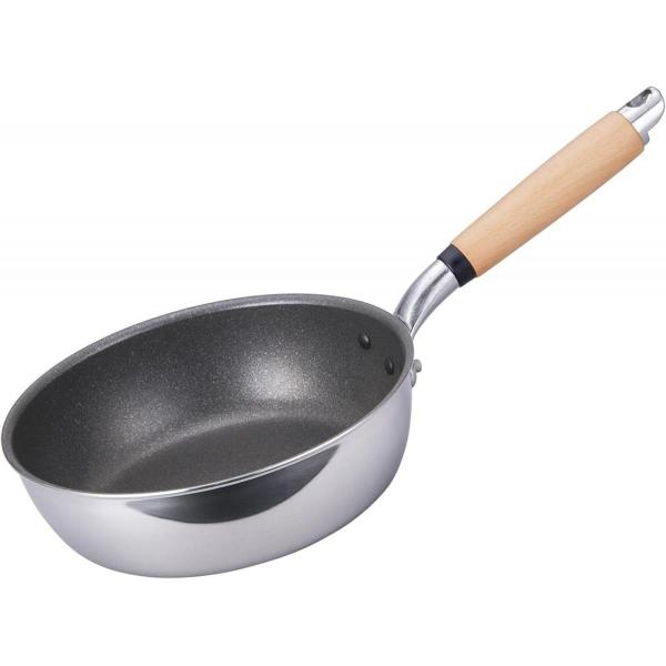 北陸アルミニウム 極ふかみ 深型フライパン 22cm IH対応 ガス火対応 PFOA不使用コーティン...