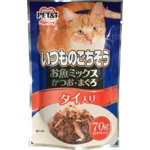 ペットアイ 猫用 いつものごちそう お魚ミックス かつお・まぐろ タイ入り 70g パウチ ウエットフード ウェットフード 猫 ねこ｜daiyu8