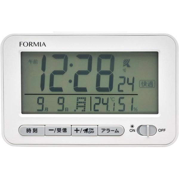 保土ヶ谷電子 Formia(フォルミア) 電波デジタル時計 HT-039RC ホワイト 目覚まし時計...