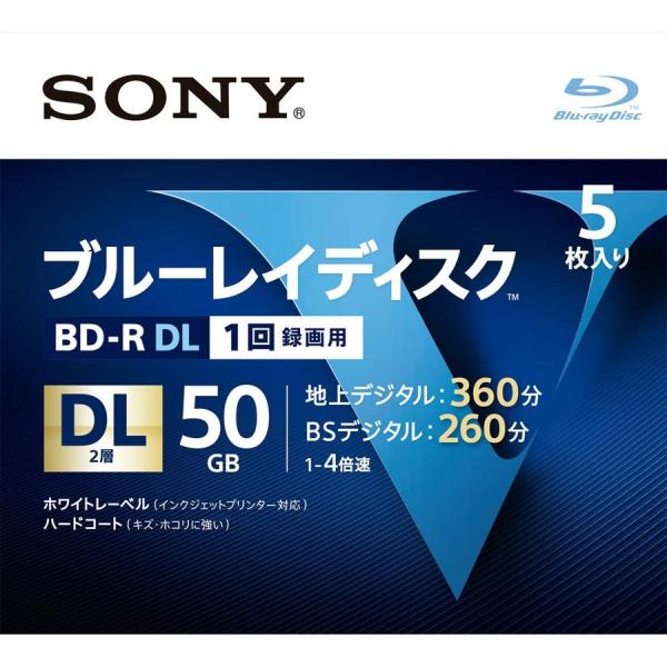 SONY ソニー ブルーレイ BD-R 4倍速 2層 Vシリーズ 5BNR2VLPS4 (5枚入)