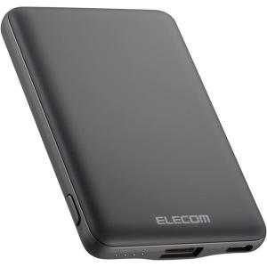 エレコム 薄型 コンパクト モバイルバッテリー 5000mAh 12W ダークグレー DE-C37-5000DGY 入力(Type-C×1) 出力(Type-C×1 USB-A×1) スマホ 充電 充電器｜daiyu8