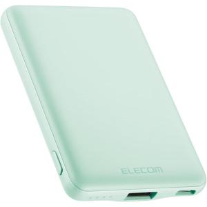 エレコム 薄型 コンパクト モバイルバッテリー 5000mAh 12W グリーン DE-C37-5000GN 入力(Type-C×1) 出力(Type-C×1 USB-A×1) スマホ 充電 充電器｜daiyu8