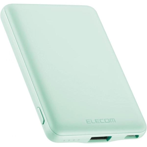 エレコム 薄型 コンパクト モバイルバッテリー 5000mAh 12W グリーン DE-C37-50...