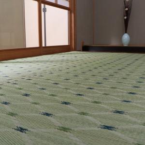 【I】【代引不可】イケヒコ 国産い草 花ござ 上敷き 穂高 グリーン 約261×352cm(江戸間6畳)　カーペット ラグ 【北海道・沖縄・離島不可】｜daiyu8