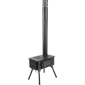 【在庫有・即納】  キャプテンスタッグ(CAPTAIN STAG) ストーブ BBQ KAMADO かまど 煙突 ガラス窓付 角型ストーブ 収納バッグ付き UG-75/UG-2031/UG-2032