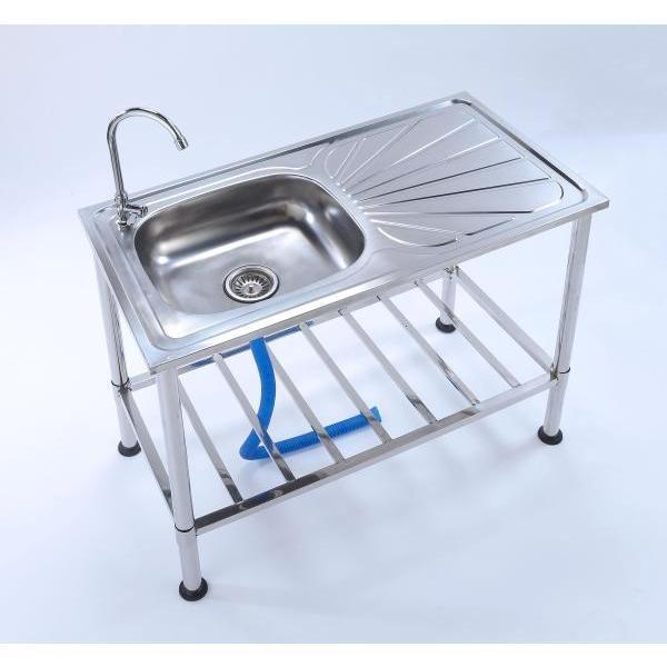 【I】【メーカー直送】谷村実業 蛇口付きステン作業台付き流し台100ｃｍ TAN-3025 流し台 ...