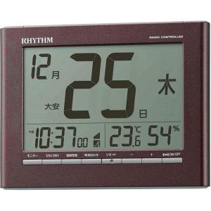 【在庫有・即納】 リズム(RHYTHM) フィットウェーブカレンダーD208 掛置き兼用電波時計 8RZ208SR06 アラーム 温湿度 カレンダー ライト｜daiyu8