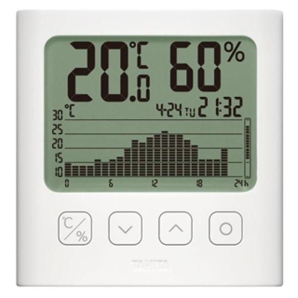 タニタ グラフ付きデジタル温湿度計 TT-580  ホワイト 温湿度の変化を確認 温湿度計 時計 カ...