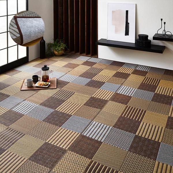 【I】【代引不可】イケヒコ い草 花ござ DX京刺子 江戸間3畳(約174×261cm) ブラウン ...