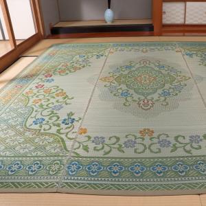 【I】【代引不可】イケヒコ 国産い草 花ござ 上敷き アシック グリーン 約352×352cm(江戸間8畳) カーペット ラグ 4111008【北海道・沖縄・離島不可】｜daiyu8