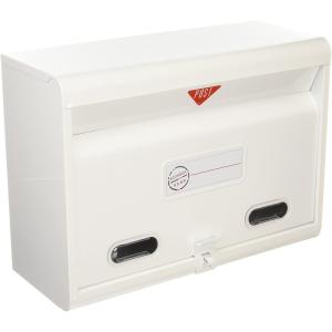 グリーンライフ(GREEN LIFE)  スチール郵便ポスト ホワイト FH-50W A4サイズ対応 /南京錠用鍵穴付き/郵便受け/新聞受け