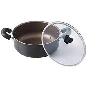 パール金属 両手鍋 30cm 浅型 IH対応 ガラス蓋付き ふっ素加工 メガ
