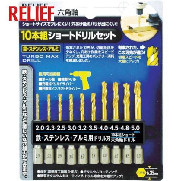 イチネンMTM RELIEF 26835 10本組 六角軸鉄工用ショートドリルセット 用途：鉄・ステ...