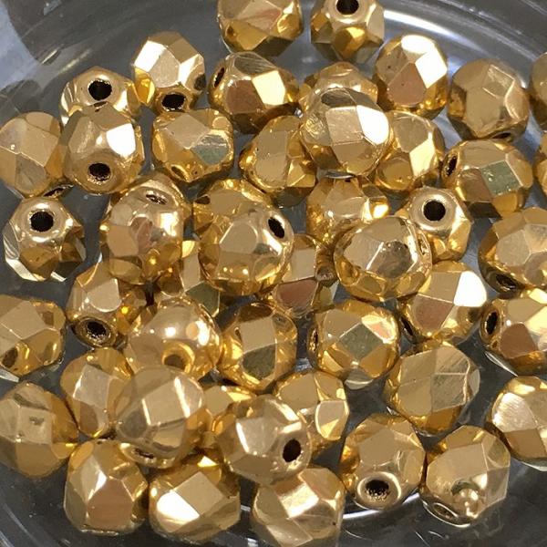 チェコ ビーズ ファイヤーポリッシュ 4mm ゴールド (約48-50ヶ)