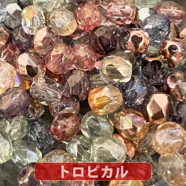 チェコ ビーズ ファイヤーポリッシュ ミックス 4mm トロピカルミックス 約100ヶ