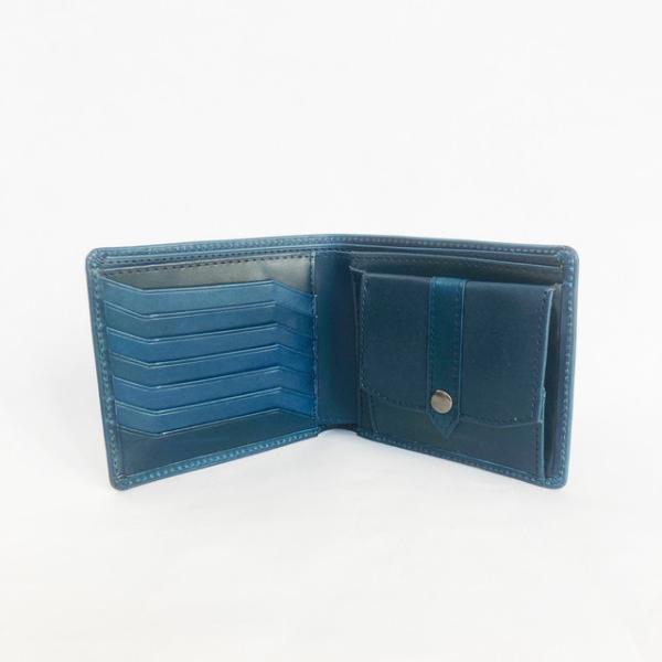 番外編"スキニーウォレット" イタリア産ブッテーロ<ネイビー>×国内産栃木レザー<ネイビー>☆名入れ...