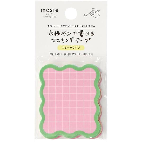 水性ペンで書けるマスキングテープ フレーク ウェーブ ポップ 5柄×各6枚 和紙 付箋 ラベル メモ...